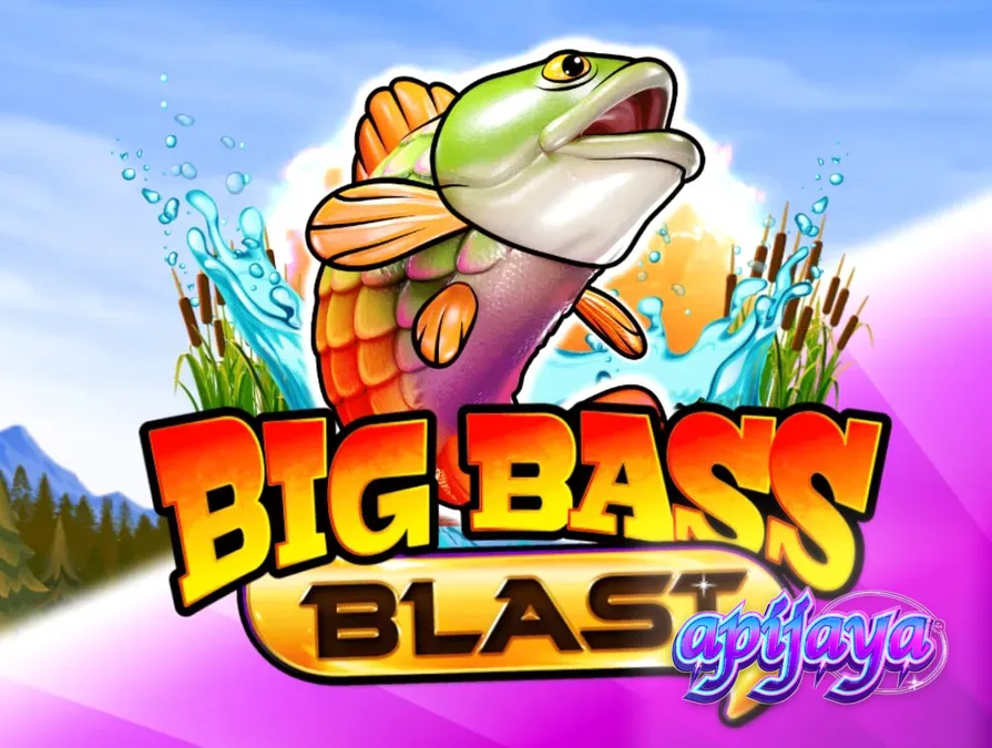 Tampilan visual slot Big Bass Blast dengan nuansa futuristik dan elemen memancing.